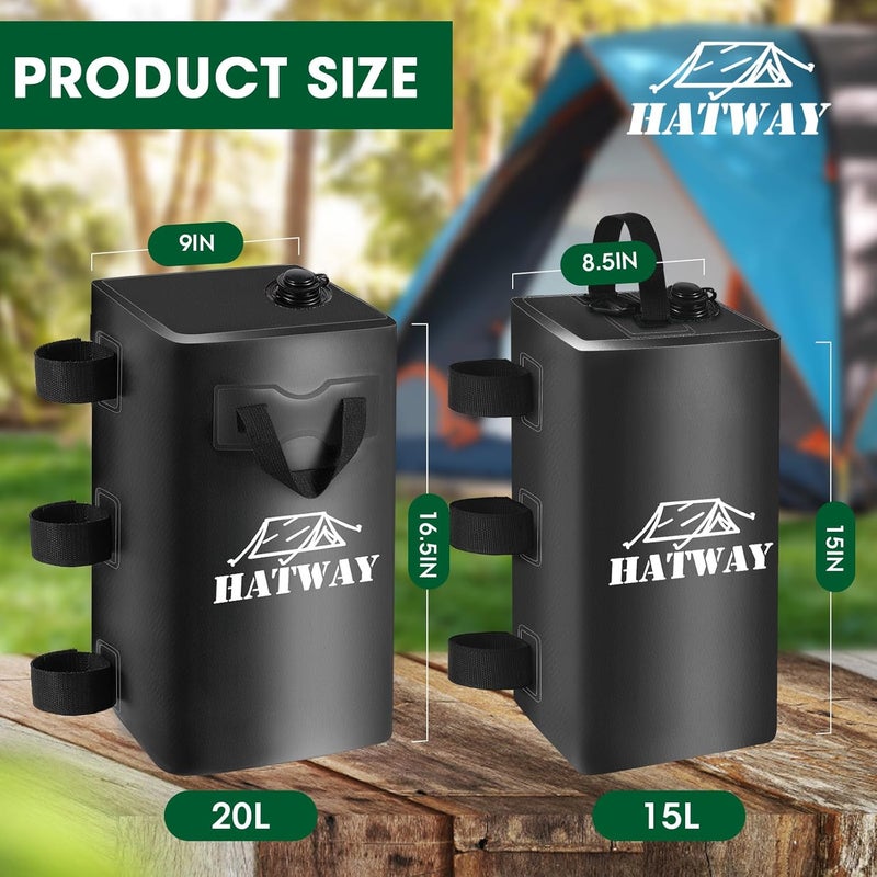 Hatway Canopy Weights,176 LBS Water Bag Set of 4 Leg Weights for Pop Up Canopy,Gazebo,Canopies,Tent-4 * 20L-Black - Image 3